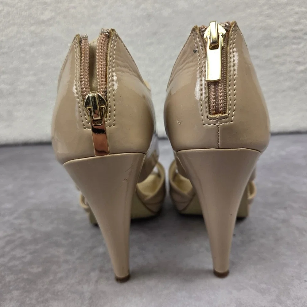 Limelight Kingsley Nude Patent Platform Peep Toe Heels 7.5 155381